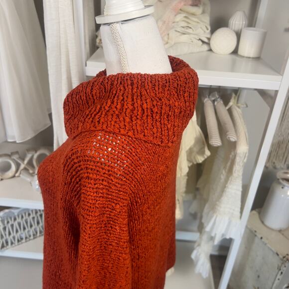 Project Women's SIze L Orange Chunky Knit Cowlneck Sweater #3178 - Picture 6 of 8